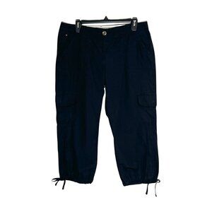 TOMMY HILFIGER Womens Cropped Cargo Capri Pants Black Size 10